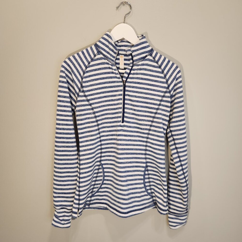 Lucy Active Top Blue White Stripe Pocket Running Biking Hiking Layer - Size XS